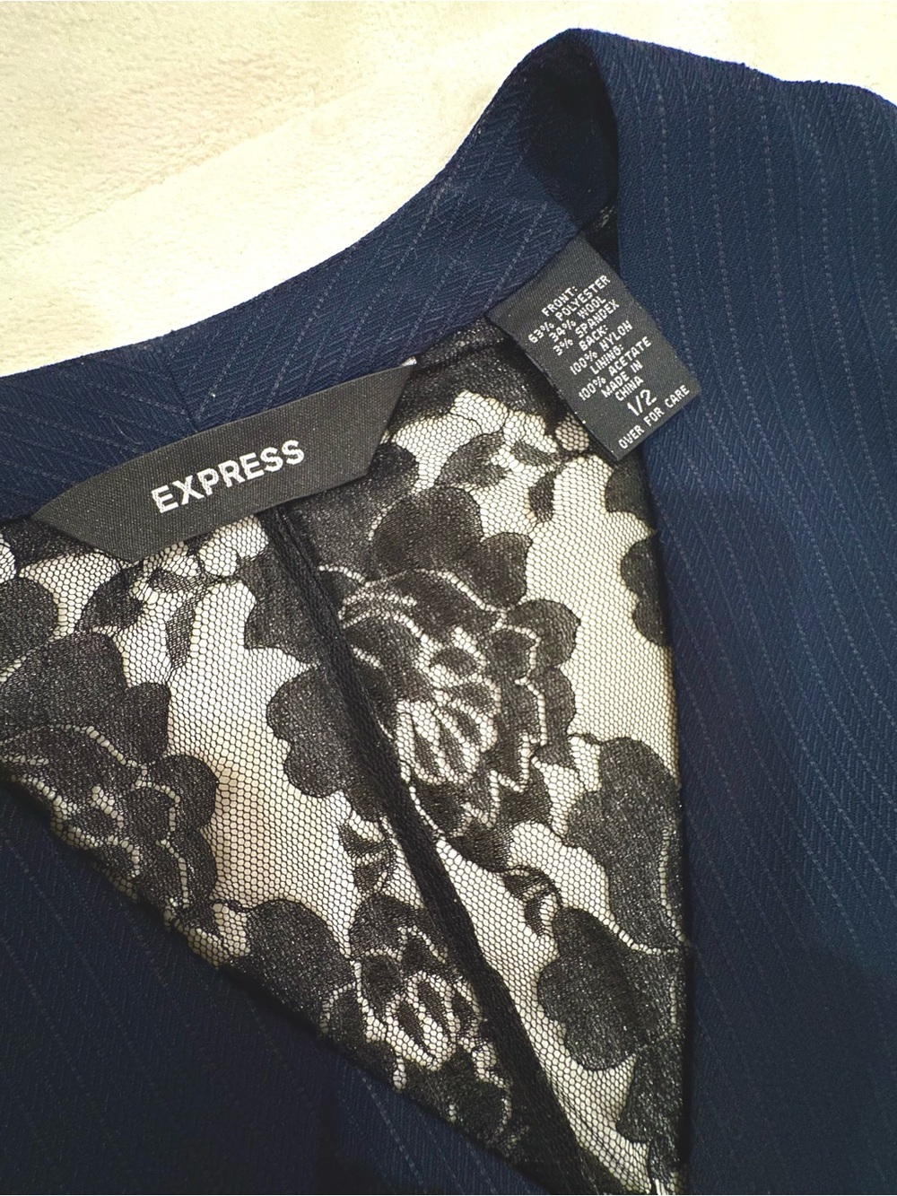 Express Navy Blue Pinstriped Pencil Skirt w/Matching Vest Suit - Picture 10 of 10